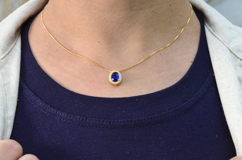 Colar Zircônia Azul Safira